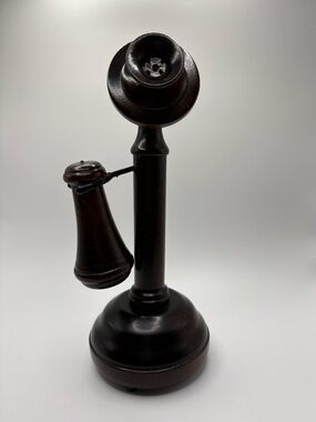 Vintage Candlestick Telephone Music Box Wood 8 1/2” Musical Hello Dolly Collect‎